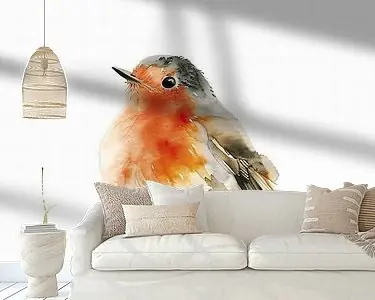 Aquarel roodborstje Oryginalny