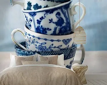 Autentyczny Oude oriëntaalse, vintage blauwwitte kopjes.