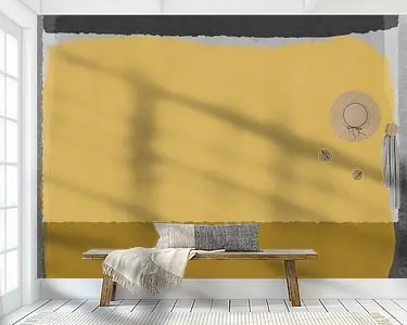Op Mark Rothko geïnspireerde gele, grijze en zwarte vormen. Autentyczny