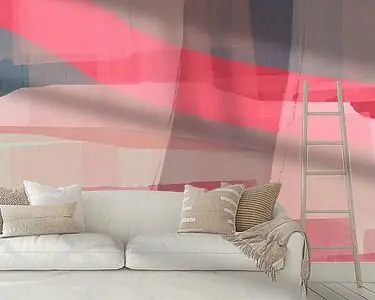 Roze lijnen. Abstract landschap in lichtpaars, terra, blauw en roze I Ekspresowa dostawa