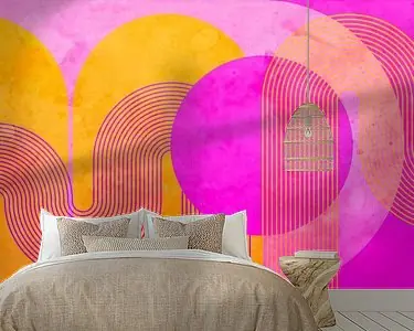 Abstracte moderne geometrie in neon Oryginalny