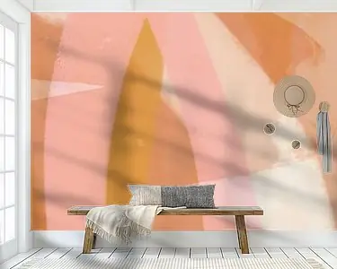 Romantische abstracte minimalistische kunst in roze, terracotta, geel Wyprzedaż