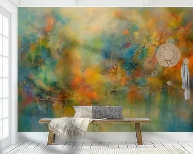 Blauw oranje dromerig abstract schilderij Ostatnia szansa