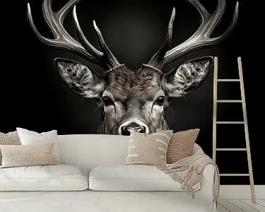 Tani dramatisch portret van een edelhert met groot gewei