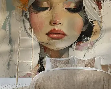 Modern en abstract portret in pastelkleuren Tani