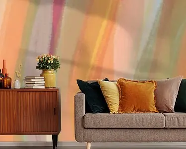 Premium Modern abstract. Penseelstreken in roze, oranje, groen, paars, terra