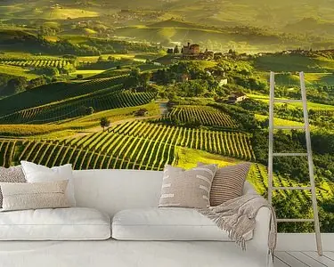 Oferta Langhe wijngaarden bij zonsondergang. Grinzane Cavour, Italië