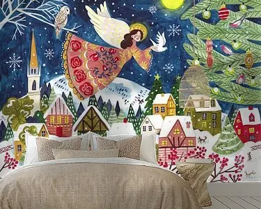 Ekspresowa dostawa Engel in winterlandschap met bergen