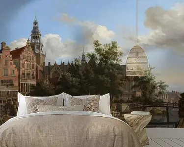 Gezicht op de Oudezijds Voorburgwal met de Oude Kerk in Amsterdam, Jan van der Heyden Wysoka jakość