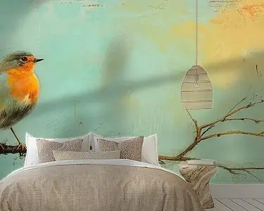 Roodborstje op Tak Darmowa dostawa