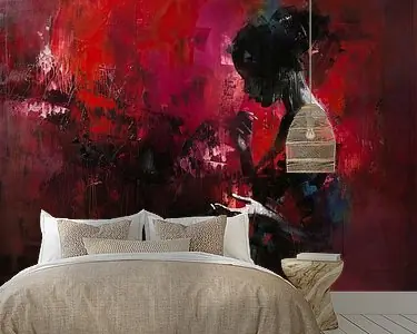 Oryginalny Vrouwen Schilderij Rood Zwart