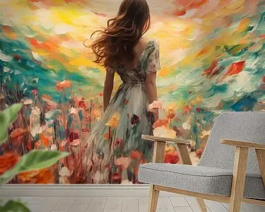 Ostatnia szansa Woman in a colourful flowerfield