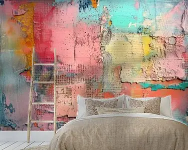 Textured Pastel Tranquility \\u2013 Abstract in Roze en Geel Wyprzedaż