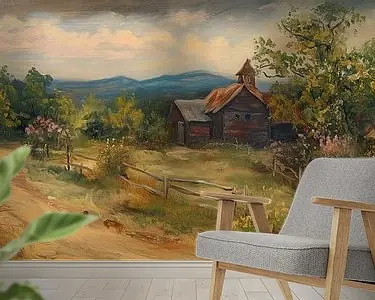 Wysoka jakość Volkskunst Schilderij van Vredig Dorpje