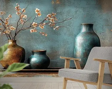 Stilleven in Goud en Turquoise iv Autentyczny