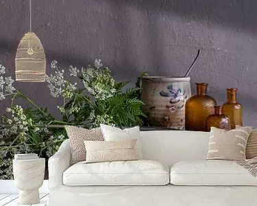 Tani Modern stilleven met fluitenkruid, tin en aardewerk [vierkant]