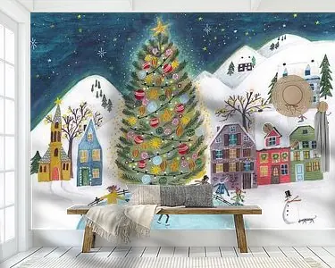 Schaatsen in winterlandschap met bergen Oferta limitowana