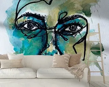 Bezpieczna płatność Kleurrijk portret met abstracte lijnen