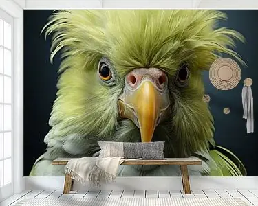Humoristische vogel in groen Promocja