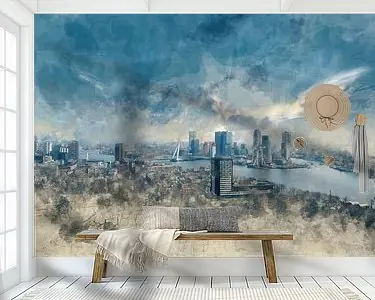 Ostatnia szansa Geschilderde Skyline van Rotterdam