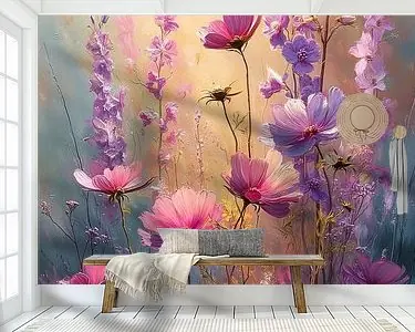 Paars Bloemenveld in Ochtendlicht no.10 Oryginalny