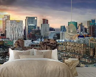 Skyline city centre Rotterdam sunset Popularny