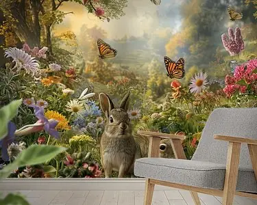 Haal de lente in huis met dit konijntje in een bloemenveld Autentyczny