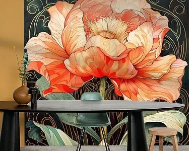 Papaverachtige bloem in Jugendstil stijl kunst Rabat