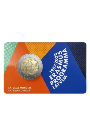 2 euro Letland 2022 'Erasmus-Programma' Bu in Coincard Oryginalny
