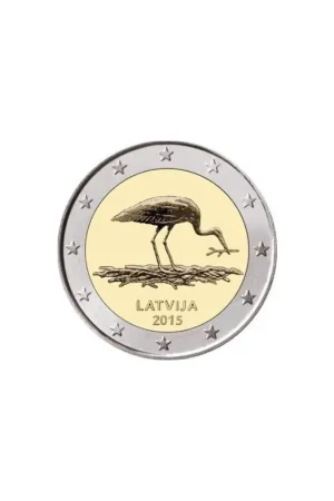 2 Euro Letland 2015 Ooievaar Unc Darmowa dostawa