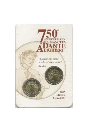 2 Euro Italië 2015 750e geboortedag van Dante Alighieri. in coincard samen met de gewone 2 euro. Niska cena
