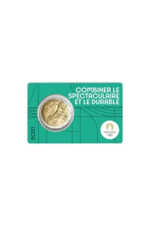 Popularny 2 euro Frankrijk 2021 'Olympics' Bu in coincard Groen