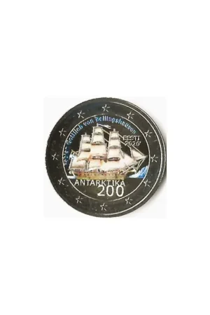 Autentyczny 2 Euro Estland 2020 200 jaar Ontdekking van Antarctica gekleurd