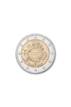2 Euro Estland 2012 10 Jaar Euro Unc Autentyczny