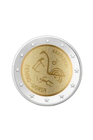 Bezpieczna płatność 2 Euro Estland 2021 'Oegrische volkeren' Unc