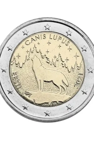 2 Euro Estland 2021 'de Wolf' Unc Oryginalny