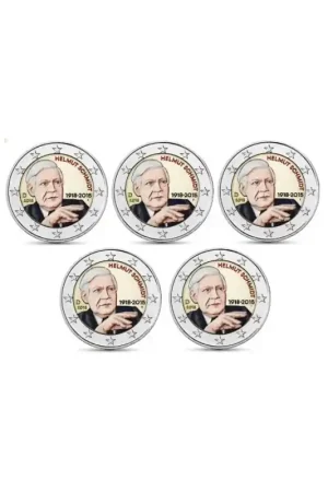 Autentyczny 2 Euro Duitsland 2018 ADFG & J Helmut Schmidt Gekleurd