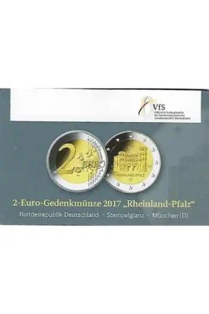 Ekspresowa dostawa 2 Euro Duitsland 2017 D Rijnlands Palts Unc in coincard
