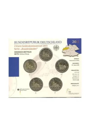 Oryginalny 2 Euro Duitsland 2011 serie ADFGJ Kölner Dom Bu
