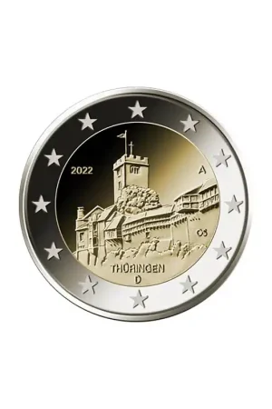 Wysoka jakość 2 Euro Duitsland 2022 D 'Thüringen' Unc