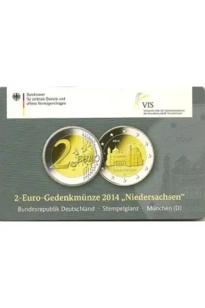 Nowość 2 euro Duitsland 2014 D Niedersachsen in coincard