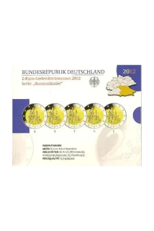 Szybka dostawa 2 Euro Duitsland 2012 serie ADFGJBayern Proof