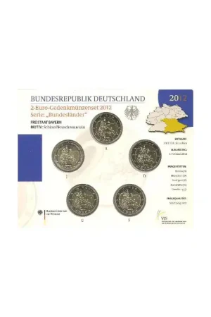 2 Euro Duitsland 2012 serie ADFGJBayern BU Popularny