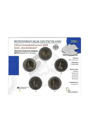 2 Euro Duitsland 2008Michaeliskerk Hamburg ADFGJ Bu Szybka dostawa