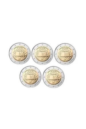 Autentyczny 2 Euro Duitsland 2007 Verdrag van Rome Serie ADFGJ Unc