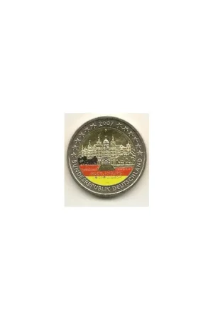 Oryginalny 2 Euro Duitsland 2007 Unc Mecklenburg gekleurd A