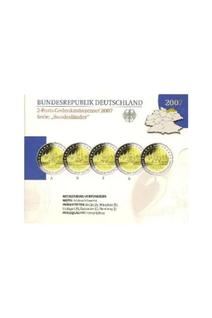 2 Euro Duitsland 2007 ADFGJMecklenburg-Vorpommern Proof Zwrot pieniędzy