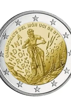 Autentyczny 2 Euro Andorra 2024 'WK Mountainbiken' Unc
