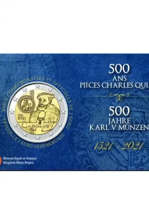 2 Euro België 2021 '500 jaar Carolus V' in coincard Franstalig Promocja