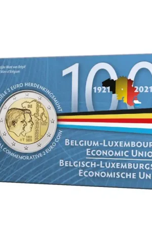 Ostatnia szansa 2 Euro België 2021 '100 jaar Belgisch Luxemburgse Ec. Unie' in Coincard Nederlandstalig